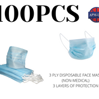 Qty 100-3 Ply Disposable Face Mask (Non-Medical)