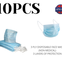Qty 10-3 Ply Disposable Face Mask (Non-Medical)