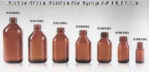 Amber Glass for Syrup Pp18,24mm APM-USA
